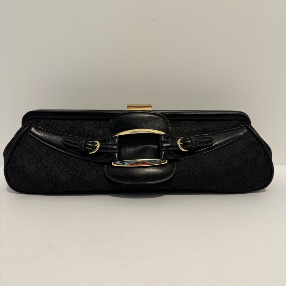 BCB Girl Black Clutch Bag Purse With a Classic Chic Design Gold Color Hardware